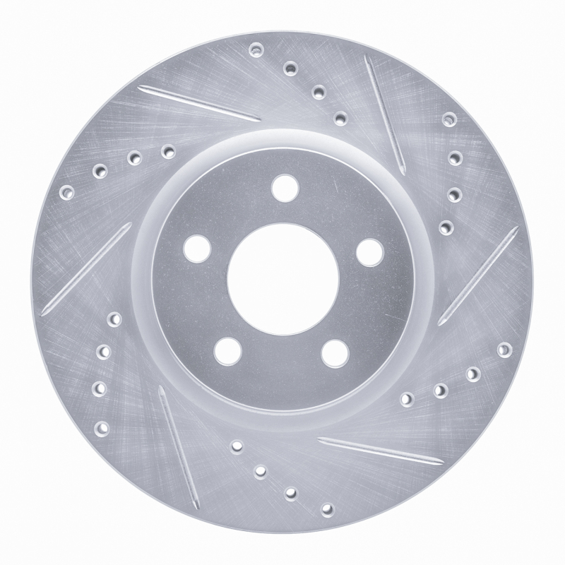 Chrysler PT Cruiser Brake Rotor (1) - Front Right - R1 Concepts - Drilled & Slotted - Silver - `03-`09